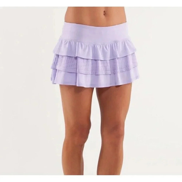 lululemon athletica Dresses & Skirts - Lululemon Run- Nothing to Hide Mini Skirt-Lilac Size 10- RARE